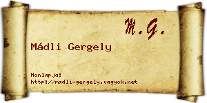 Mádli Gergely névjegykártya